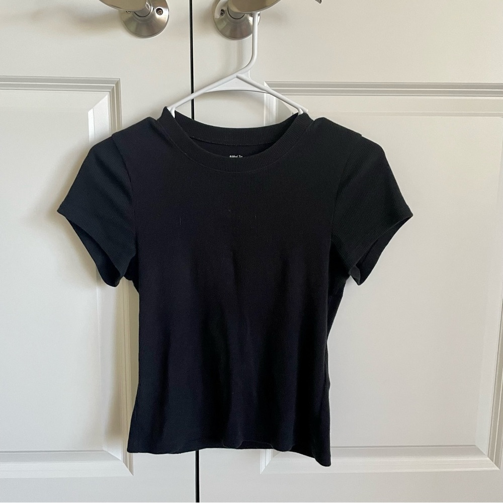 A&F Ribbed Tee Black XS